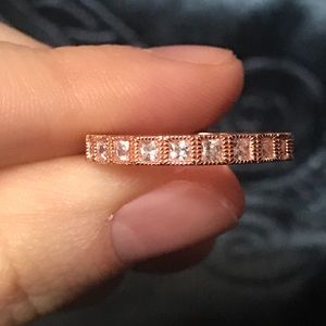 Rose gold princess cut millwork antique set ring